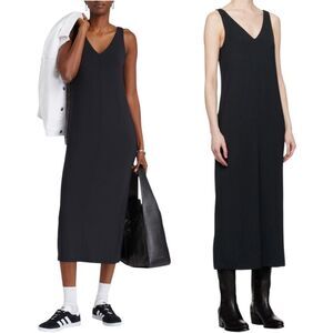 rag & bone Black V-Neck Midi Dress Medium